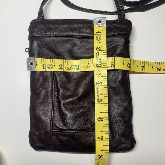 Vintage Mini Soft Brown Leather Crossbody Bag Zippered Pockets Made In Canada - Picture 8 of 11